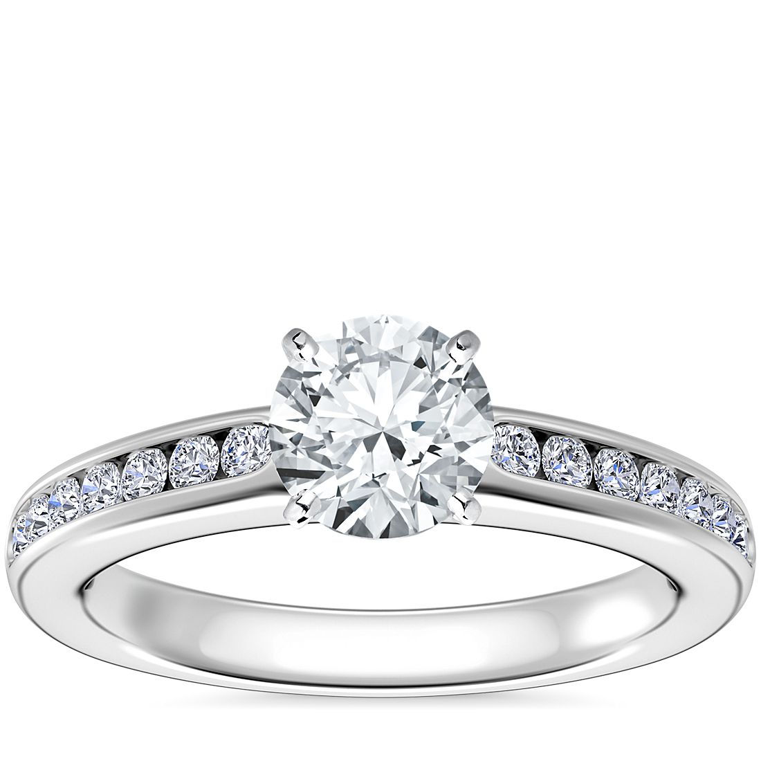 Channel Set Round Diamond Engagement Ring in 14k White (1/4 ct. tw.) | Nile